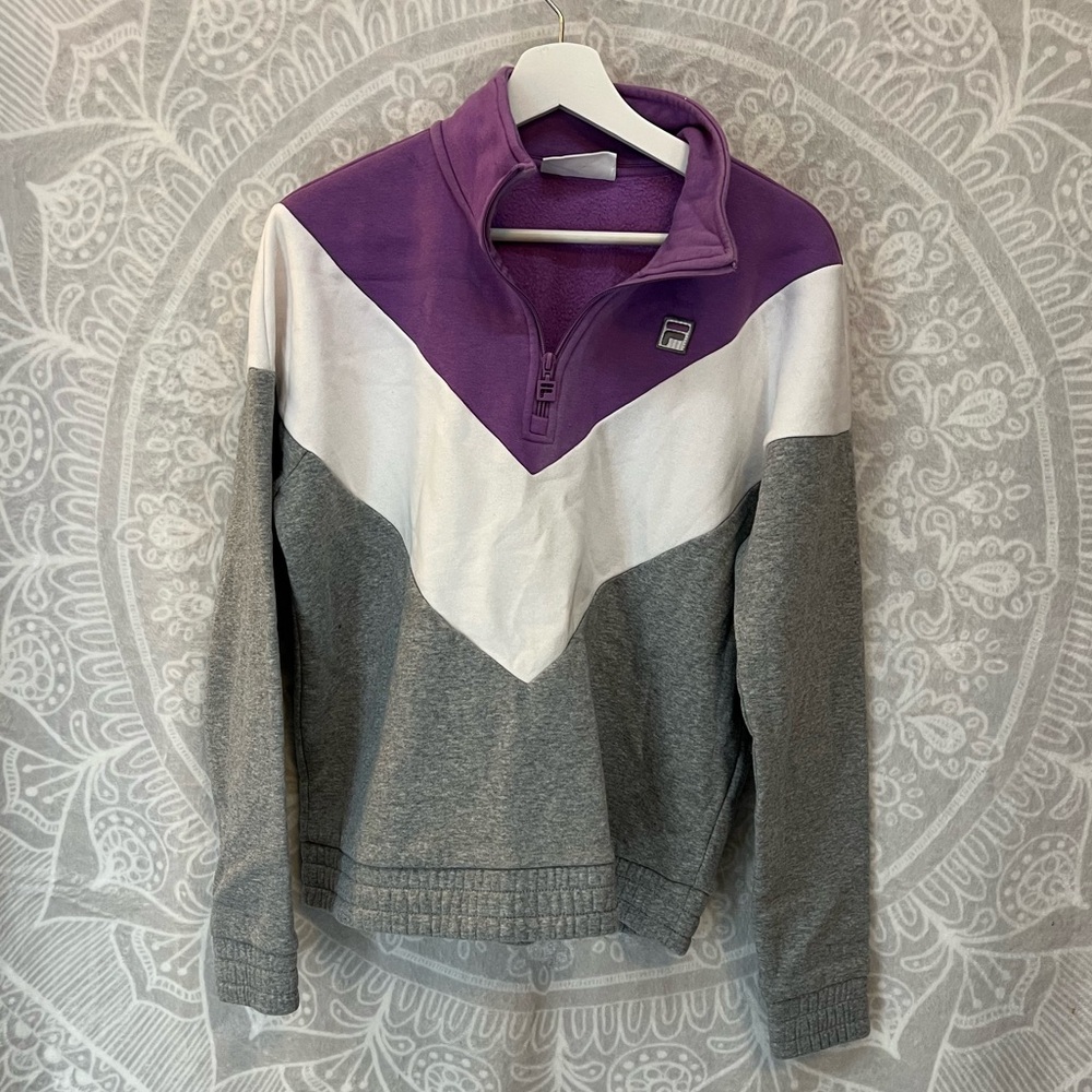 EUC ADORABLE COLOR BLOCK CHEVRON CUTE CUFF HEMLINE SWEATSHIRT L LARGE